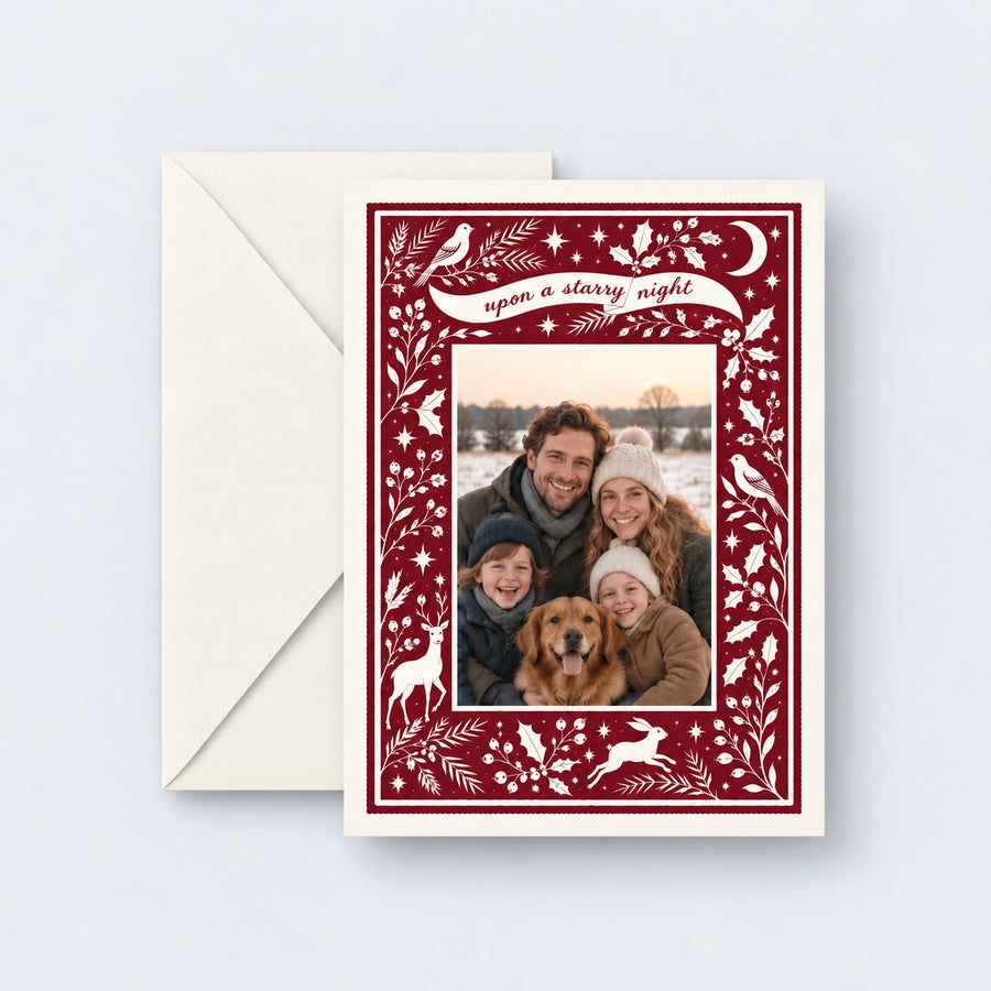 Upon a Starry Night Border Photo Christmas Card