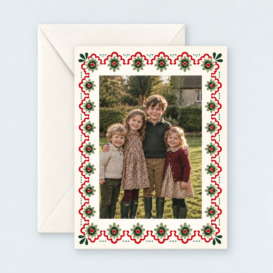 Arts & Crafts Border Photo Christmas Card