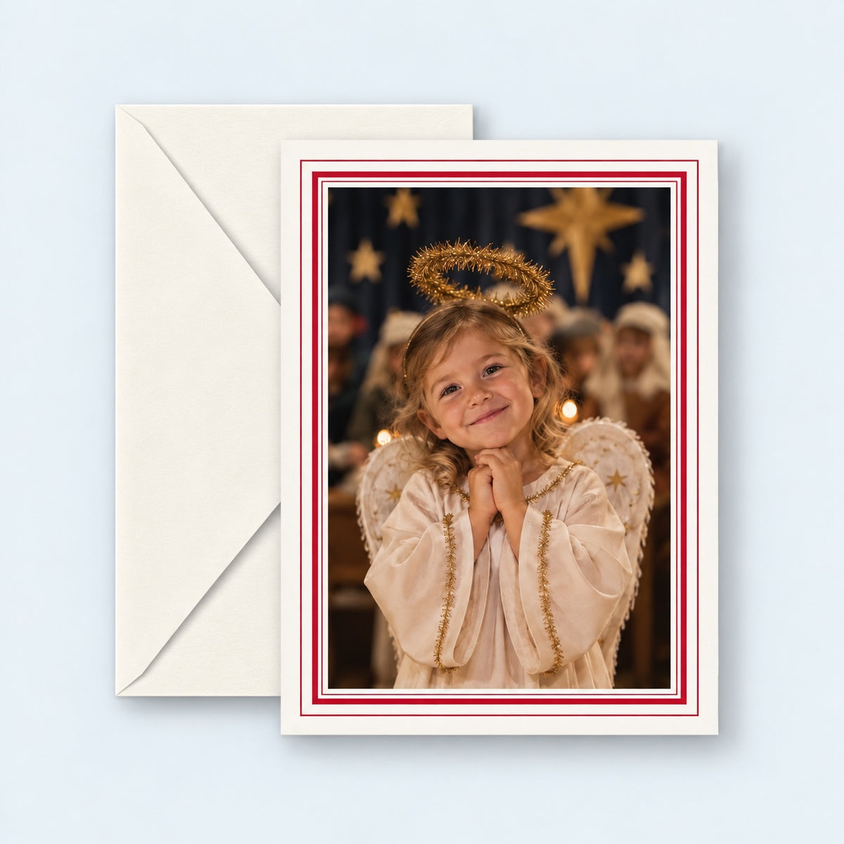 Double Rule Border Photo Christmas Card