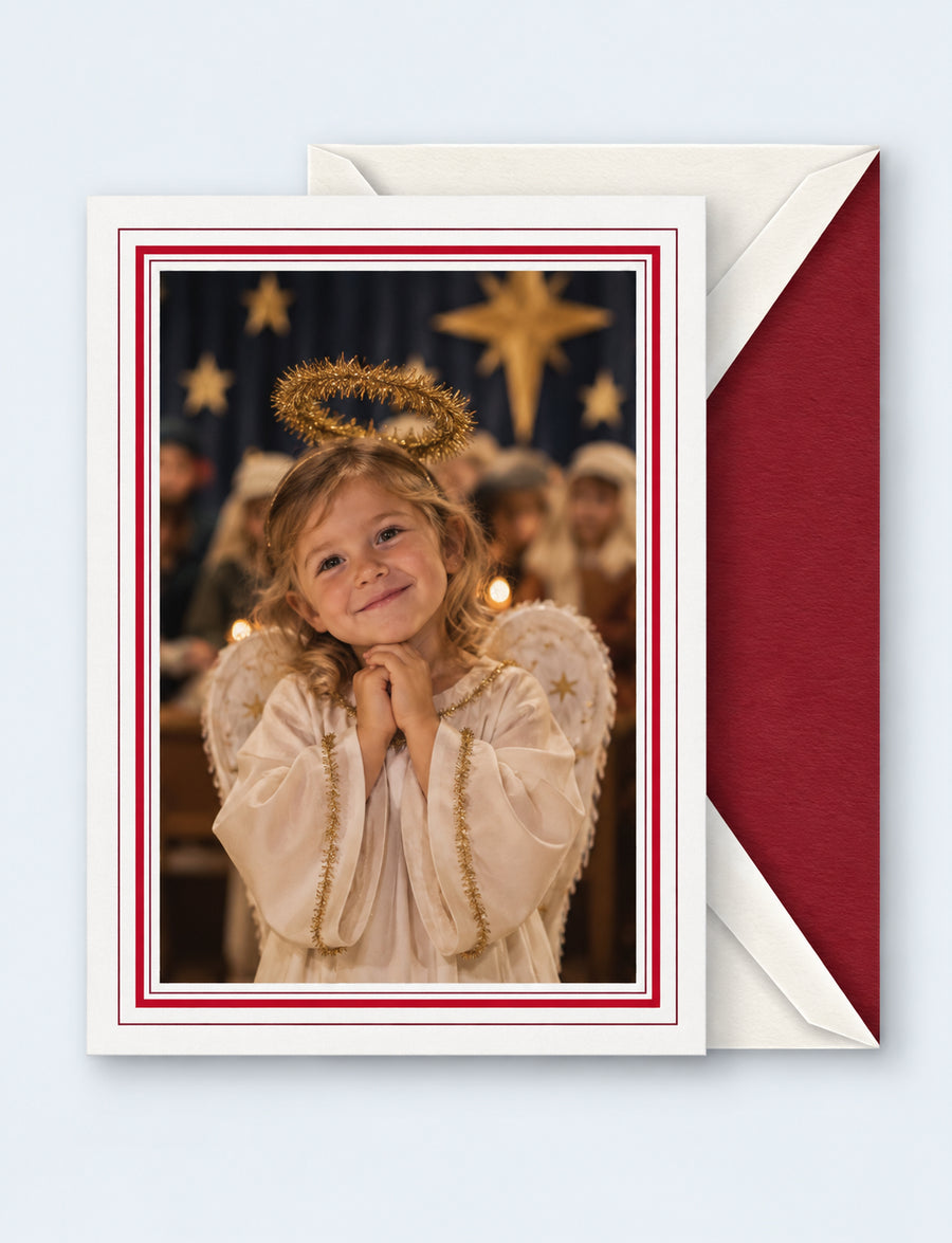 Double Rule Border Photo Christmas Card