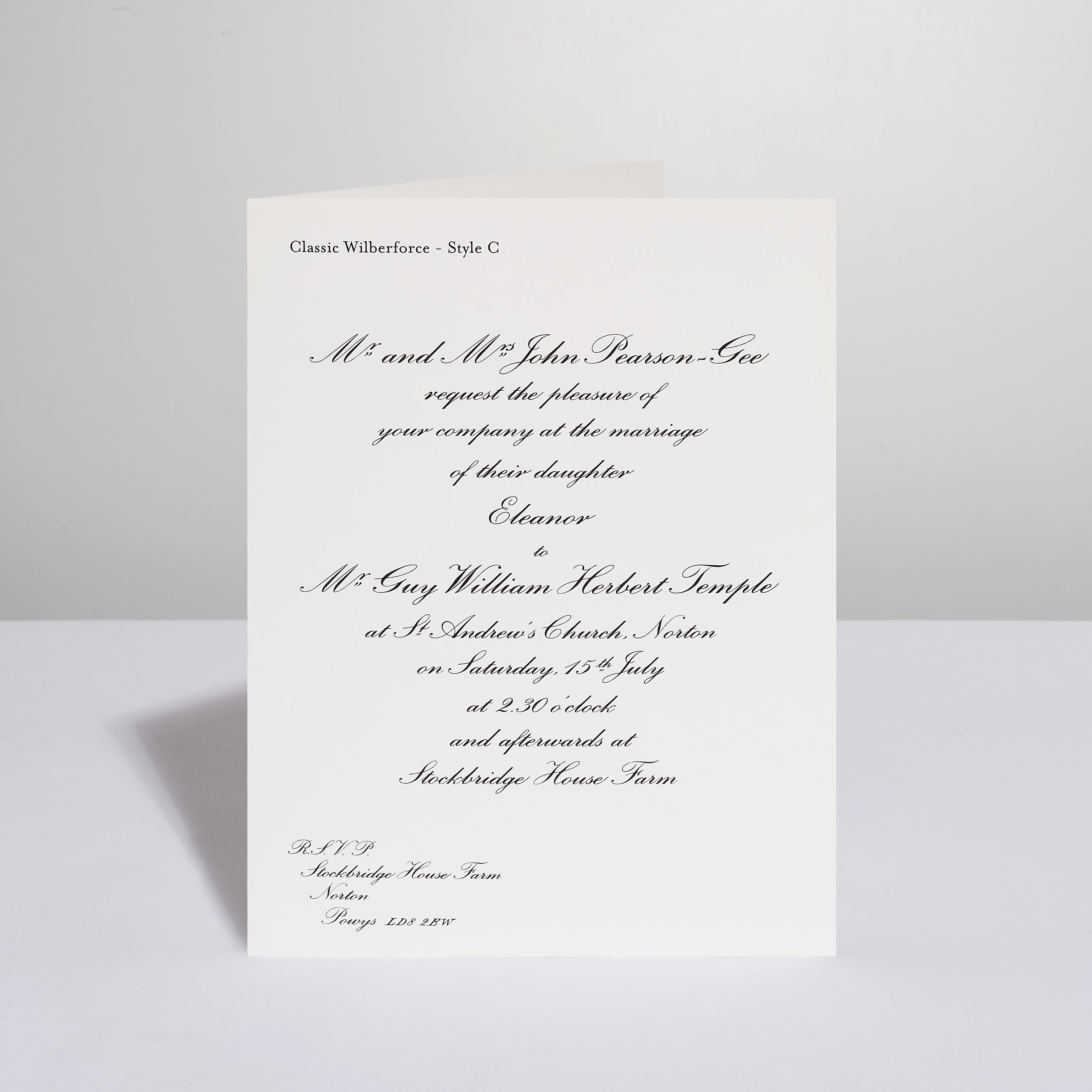 Classic Wilberforce Wedding Invitation