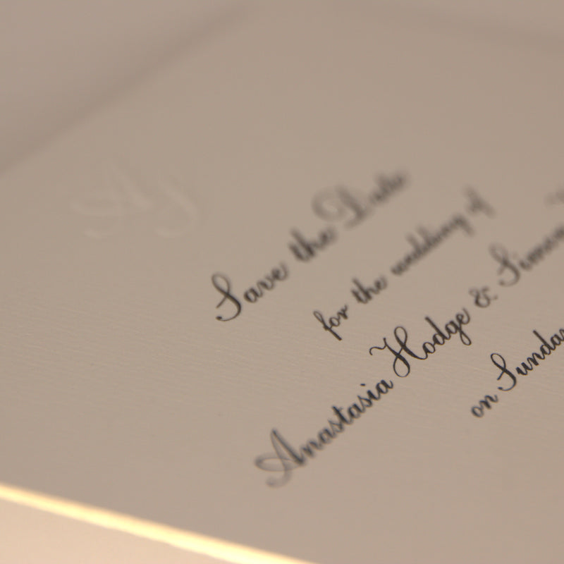 Engraved Save the Date with Bevelled Edge