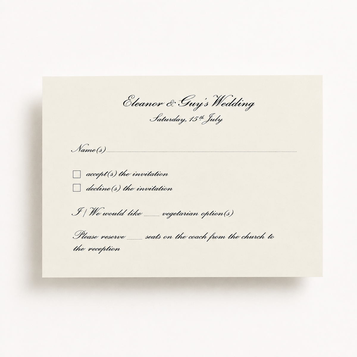 Classic Wilberforce Wedding Reply Cards