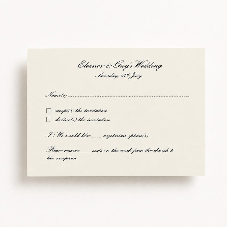 Classic Wilberforce Wedding Reply Cards