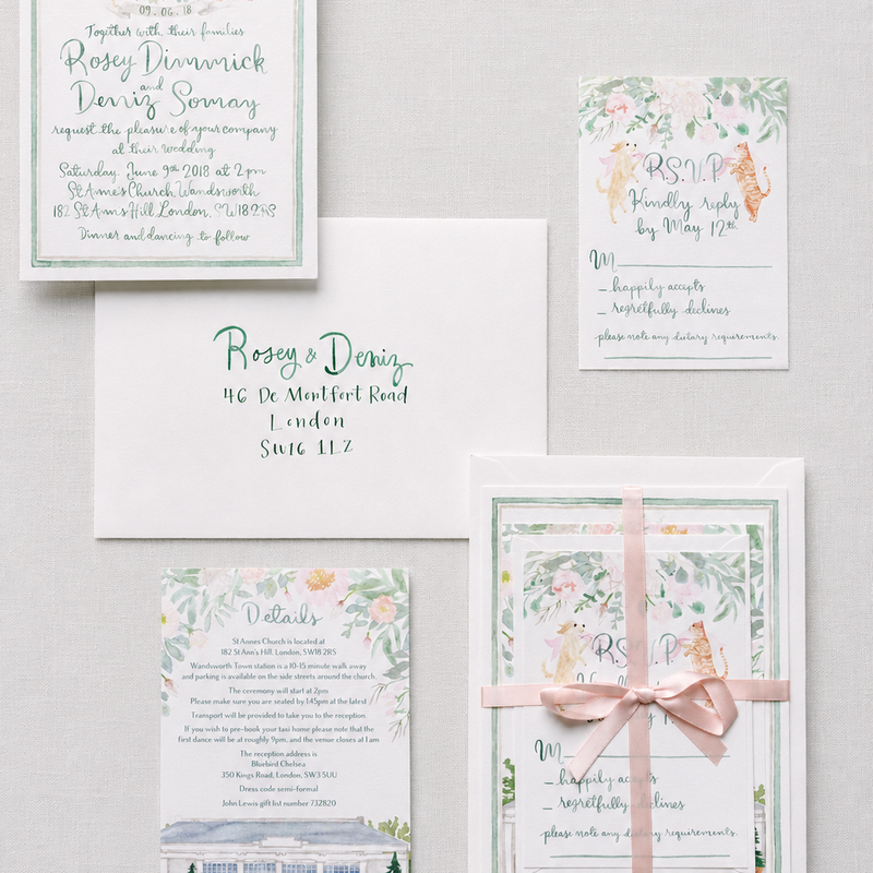 Illustrated Pastel Wedding Suite