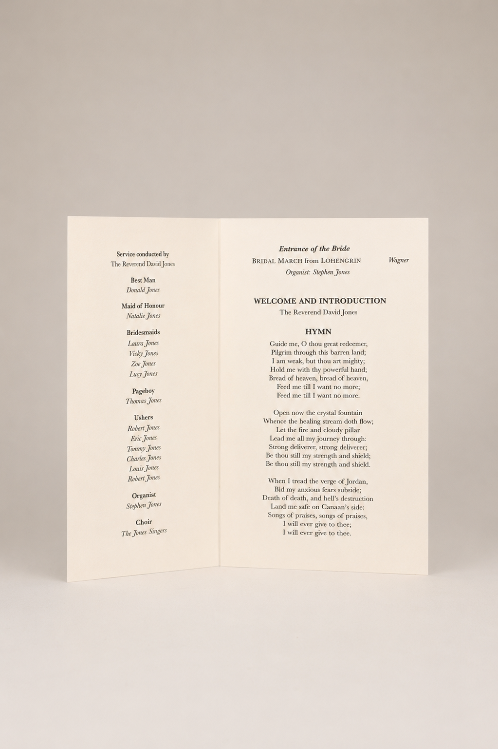 Order of Service - A5