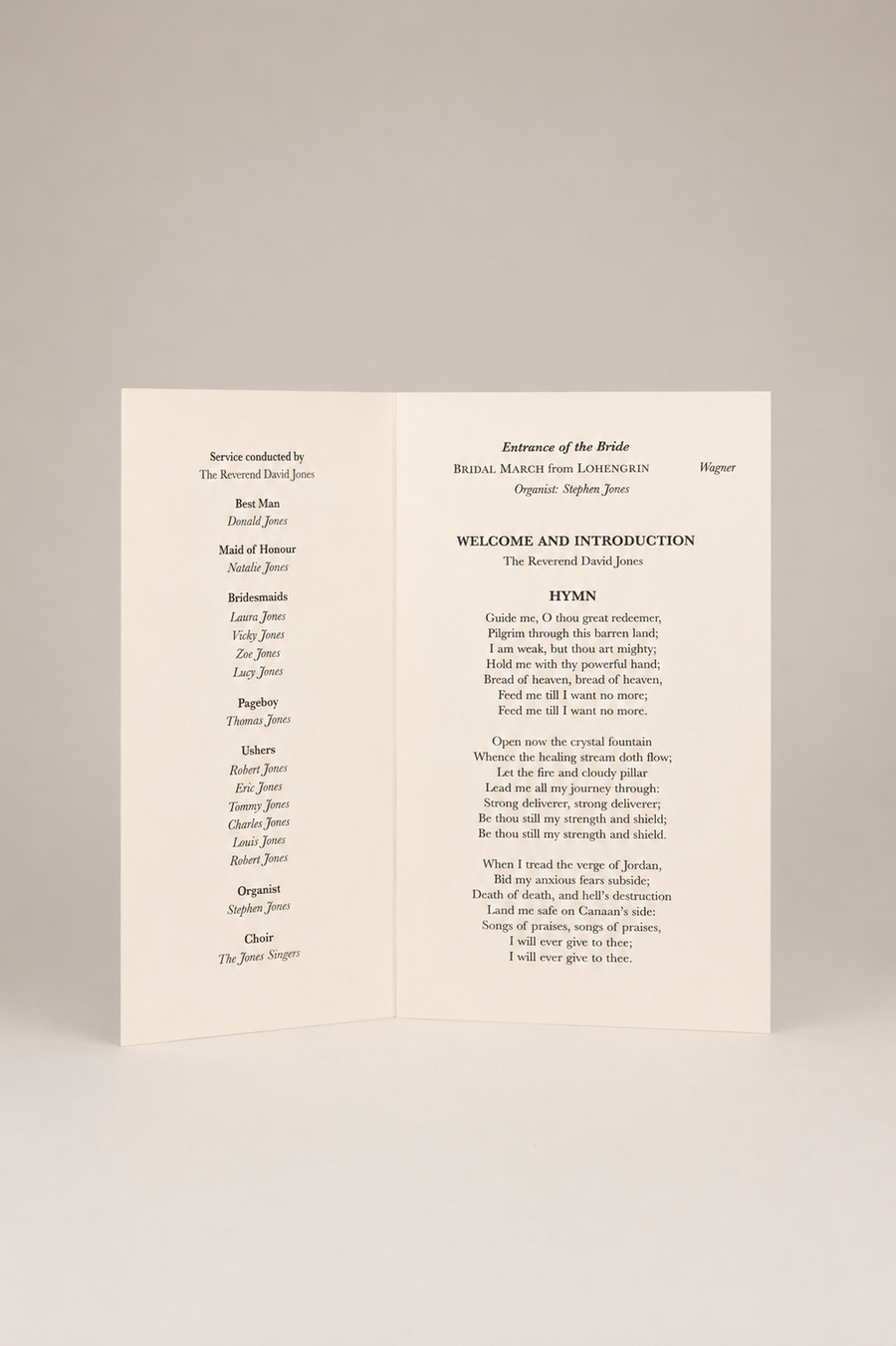 Order of Service - A5