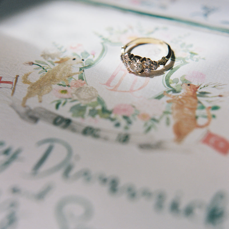 Watercolour Illustrated Wedding Invitation