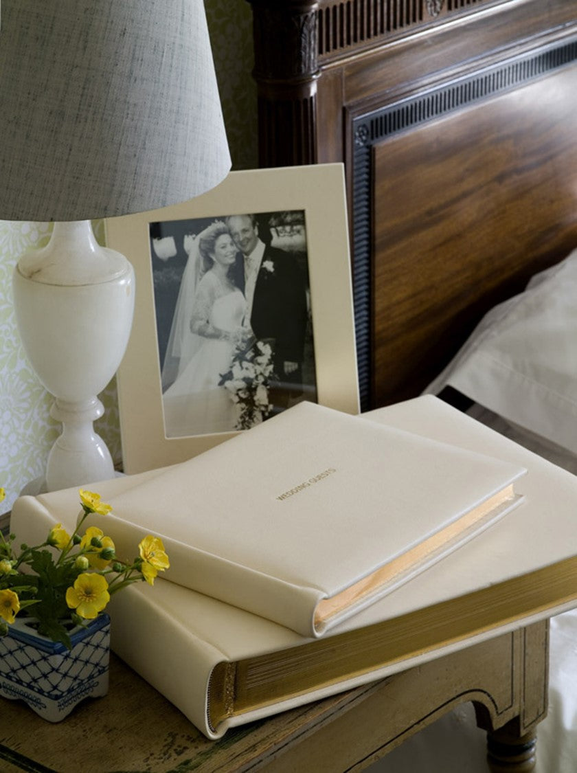 Ivory Landscape Leather Guest Book